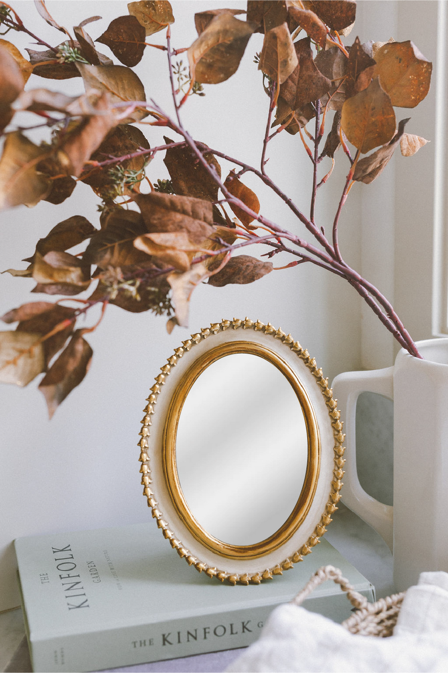 Cream Gold Oval Mirror
