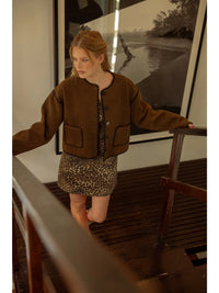 Marcie Exposed Stitch Button Closure Jacket