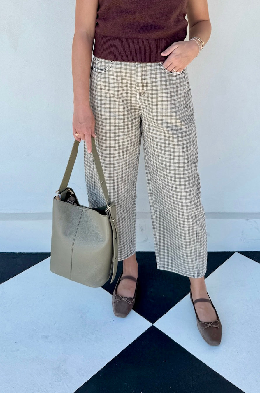 Everlee Plaid Checkered Barrel Pants