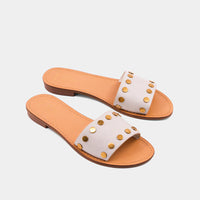 Bernadette Flat Sandals- Stone