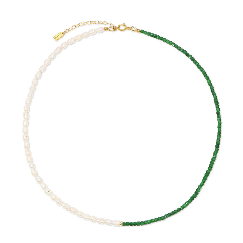 Emerald And Fresh Water Beaded Necklace