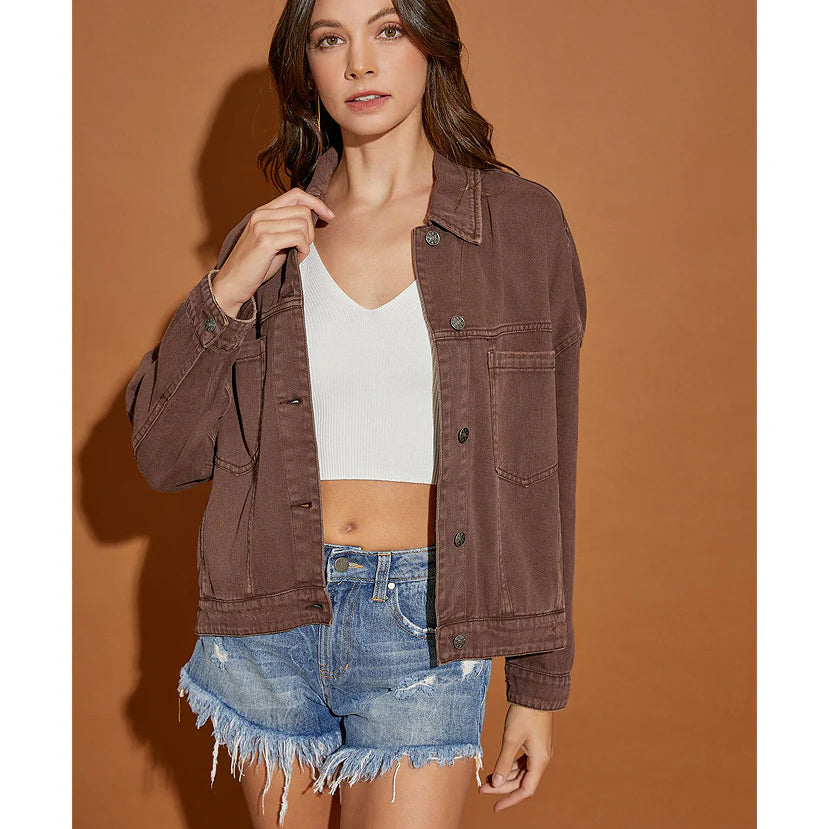 Joley Black Coffee Pleated Jacket