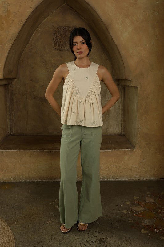 Alexa Floral Embroidered Flowy Top