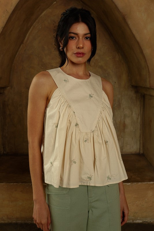 Alexa Floral Embroidered Flowy Top