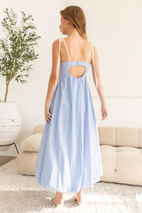 Judy Bubble Tie Shoulder Midi Dress- Baby Blue