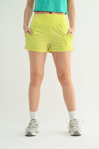 Nayeli Sports Shorts With Pockets- Dusty Lime