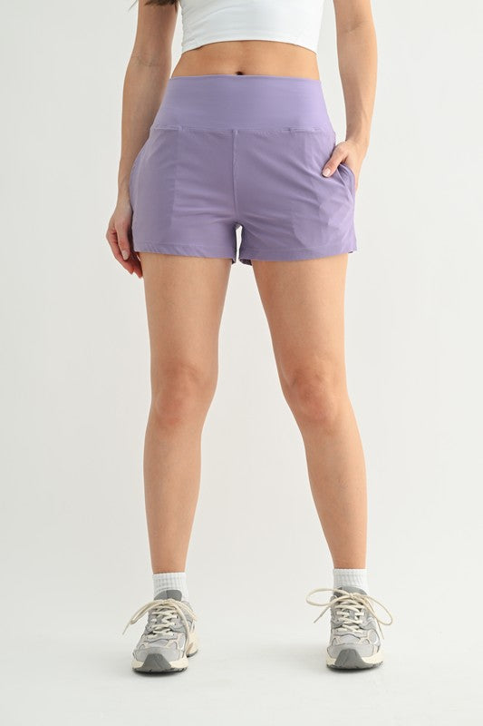 Nayeli Sports Shorts With Pockets- Purple