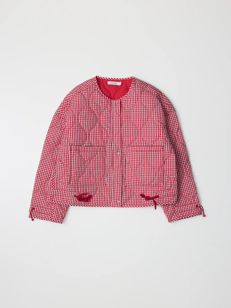 Michelle Red Quilted Gingham Jacket