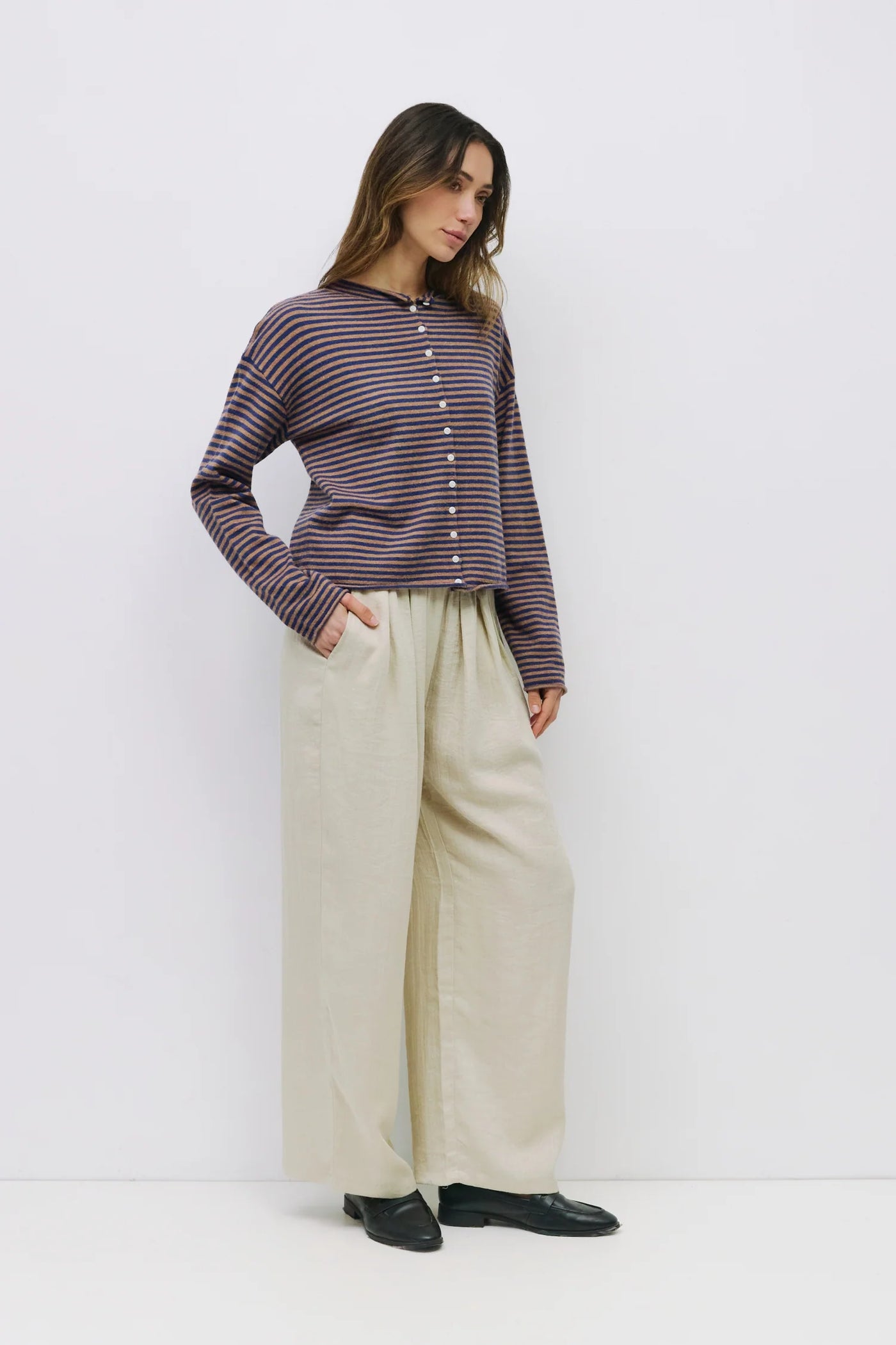 Elisa Cardigan - Brown/Navy