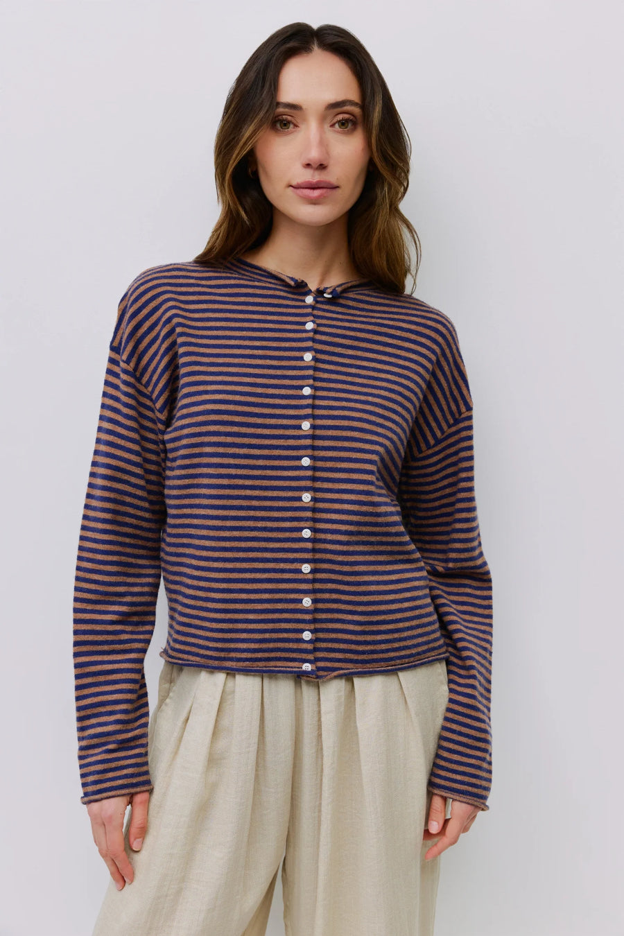 Elisa Cardigan - Brown/Navy