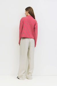 Elisa Cardigan - Red/Beige