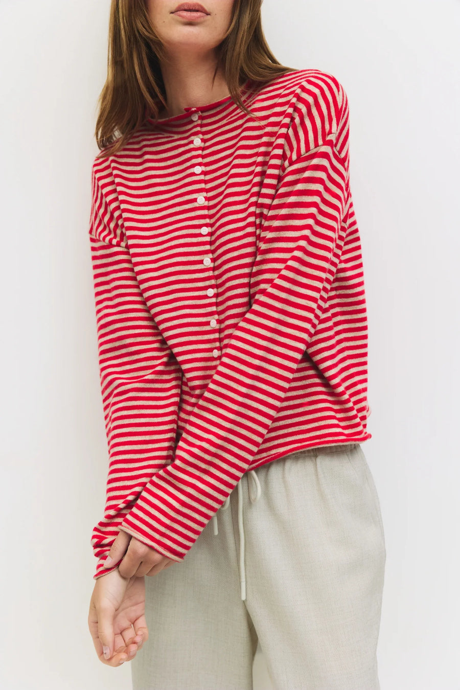 Elisa Cardigan - Red/Beige