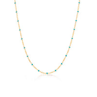 Turquoise Enamel Ball Chain Necklace