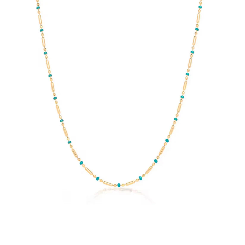 Turquoise Enamel Ball Chain Necklace
