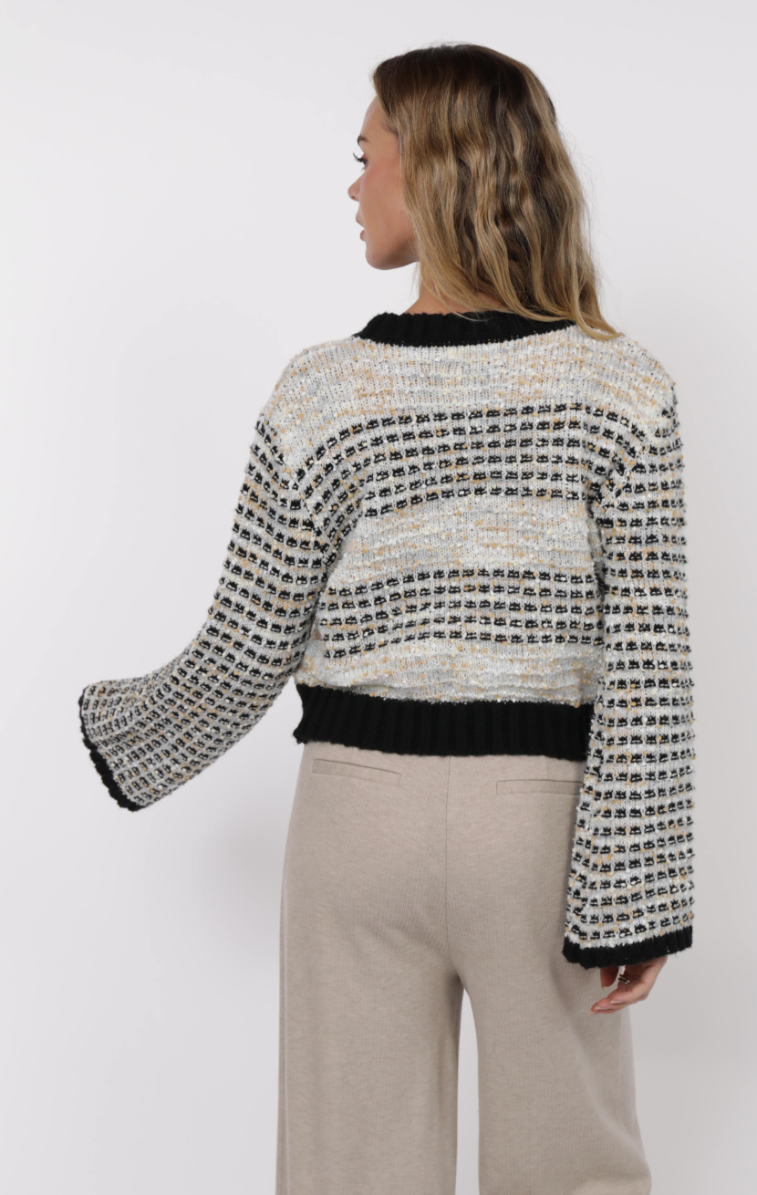 Ellington Mixed Yarn Bell Sleeve Sweater