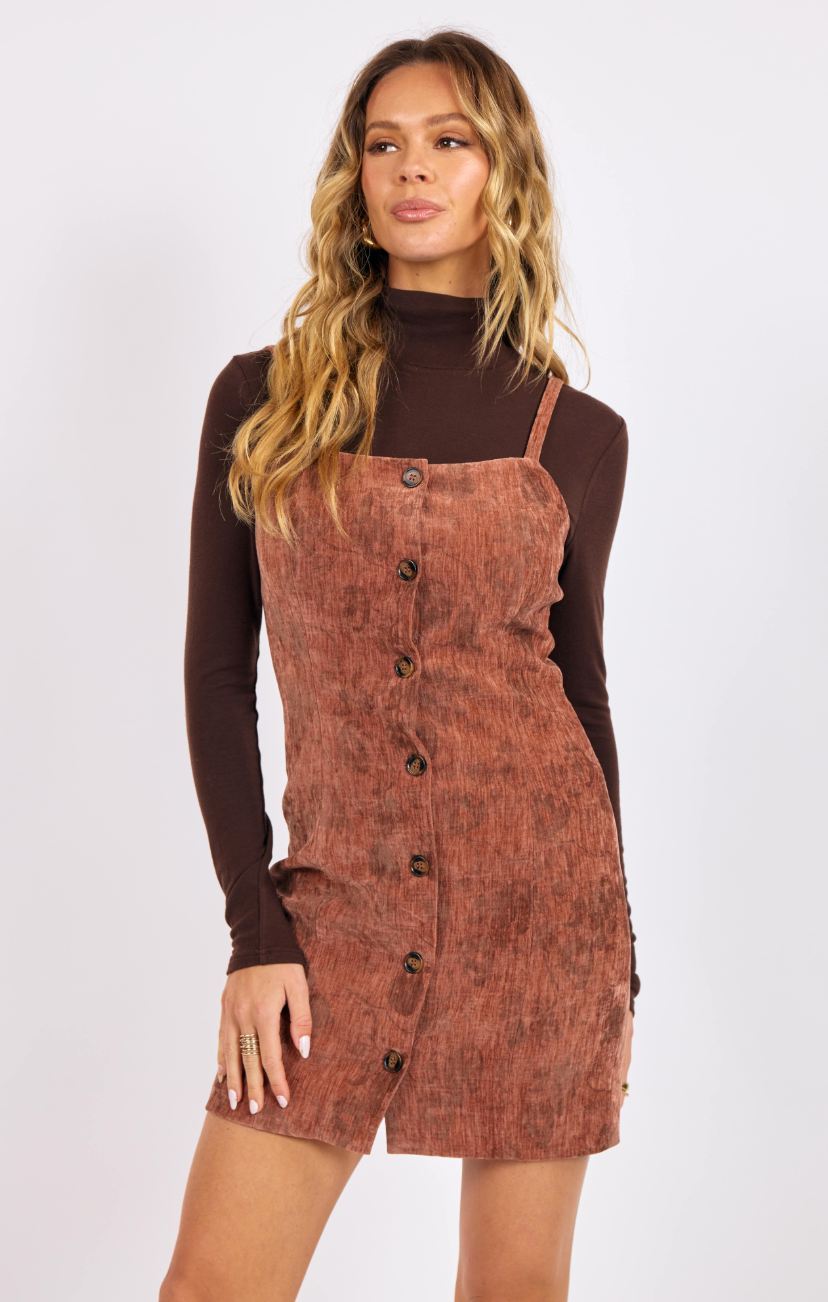 Oui Oui Velvet Button Front Mini Dress