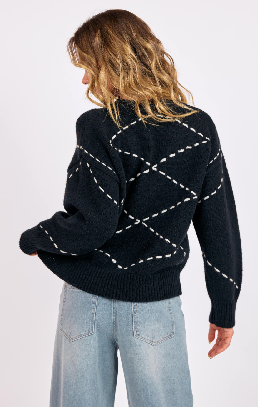 Guest List Contrast Stitch Sweater