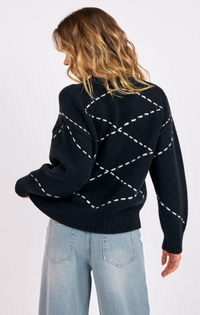 Guest List Contrast Stitch Sweater