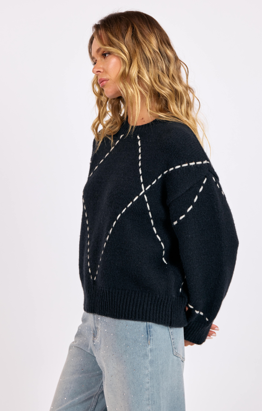 Guest List Contrast Stitch Sweater