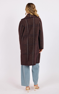 Marceau Houndstooth Coat- Brown