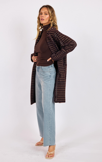 Marceau Houndstooth Coat- Brown