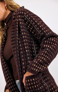 Marceau Houndstooth Coat- Brown