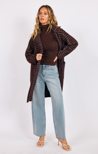 Marceau Houndstooth Coat- Brown
