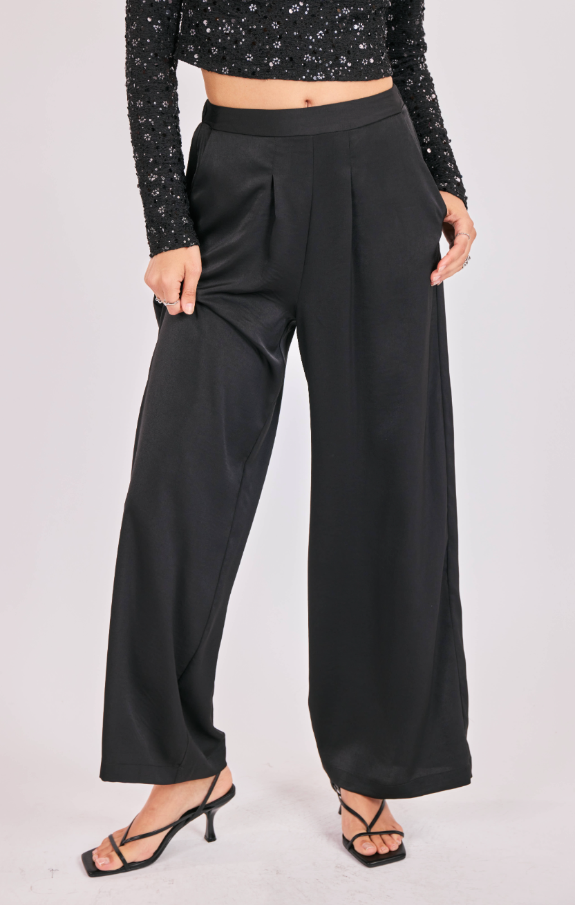 Romy Satin Pleated Pant