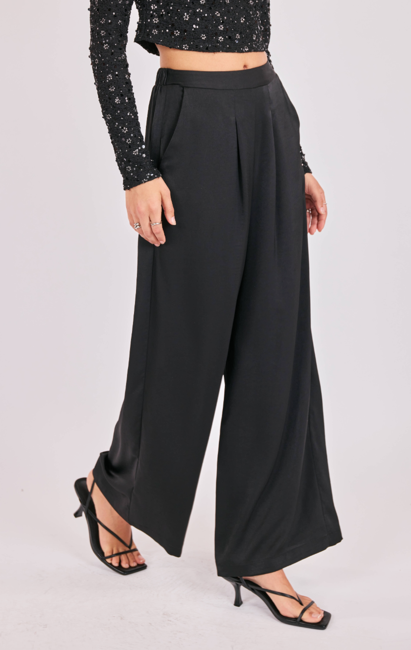Romy Satin Pleated Pant