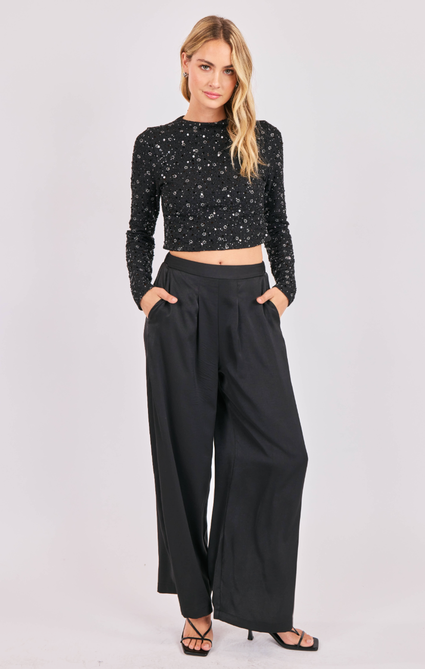 Romy Satin Pleated Pant