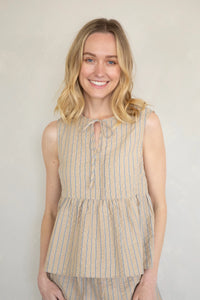Ellis Striped Peplum Top & Short Set