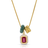 Laurel and Green Jade Charm Necklace