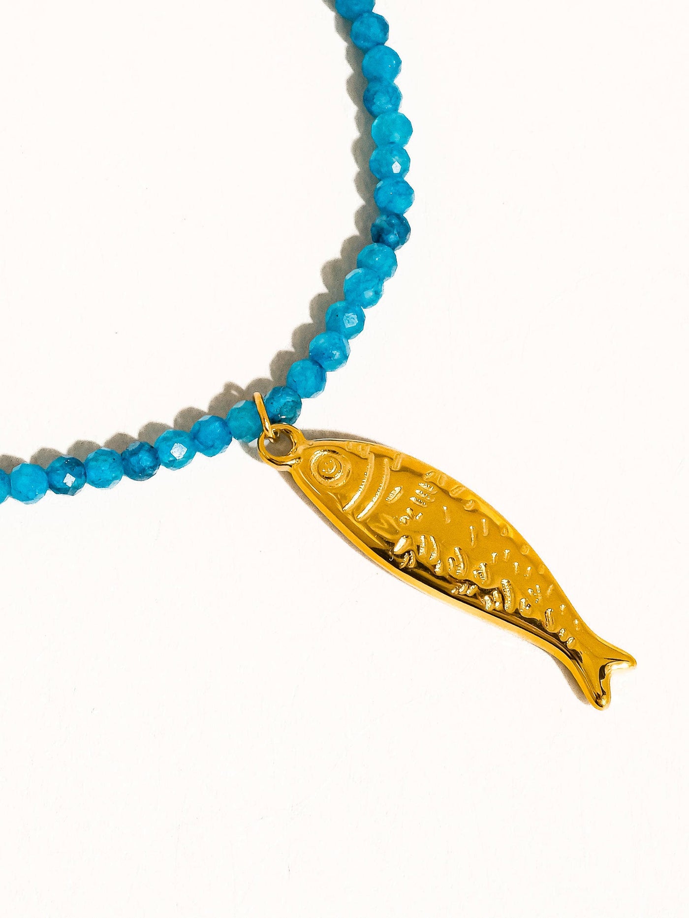 Sasha 18K Gold Non-Tarnish Fish Beaded Necklace: Blue