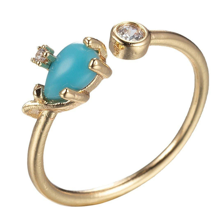 Dainty Tear Drop Cz Stone Ring Blue, Pink, White Stone: Blue