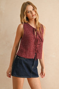 Devika Two Tone Tie Front Sweater Vest