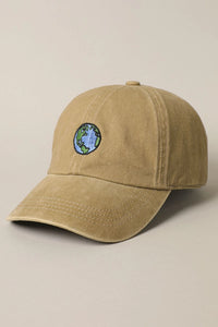 Earth Embroidered Adjustable Baseball Cap