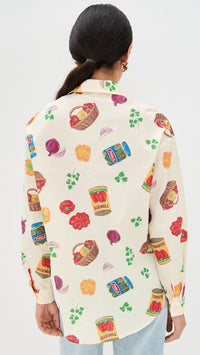 Caroline Off White Pattern Button Down