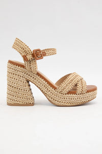Yara Strap Chunky Heel Sandal- Beige