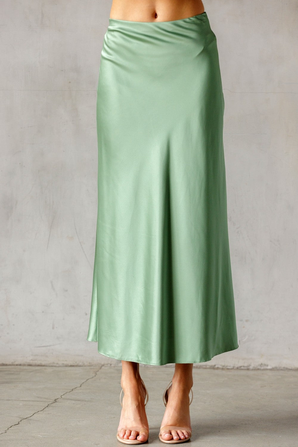 Aurora Sage Green Satin Dress