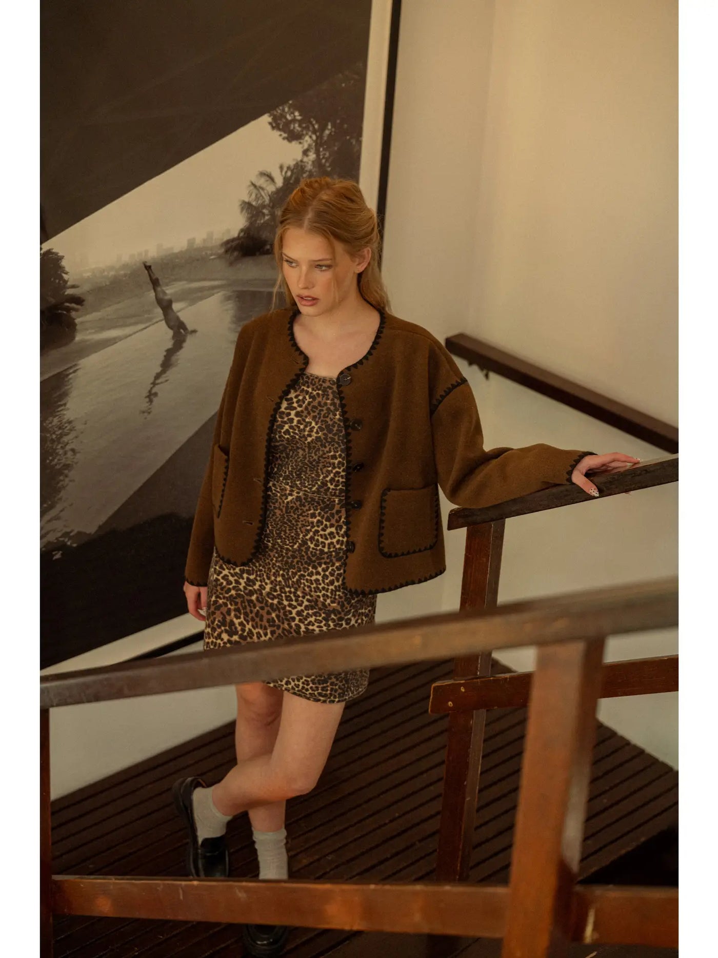 Marcie Exposed Stitch Button Closure Jacket