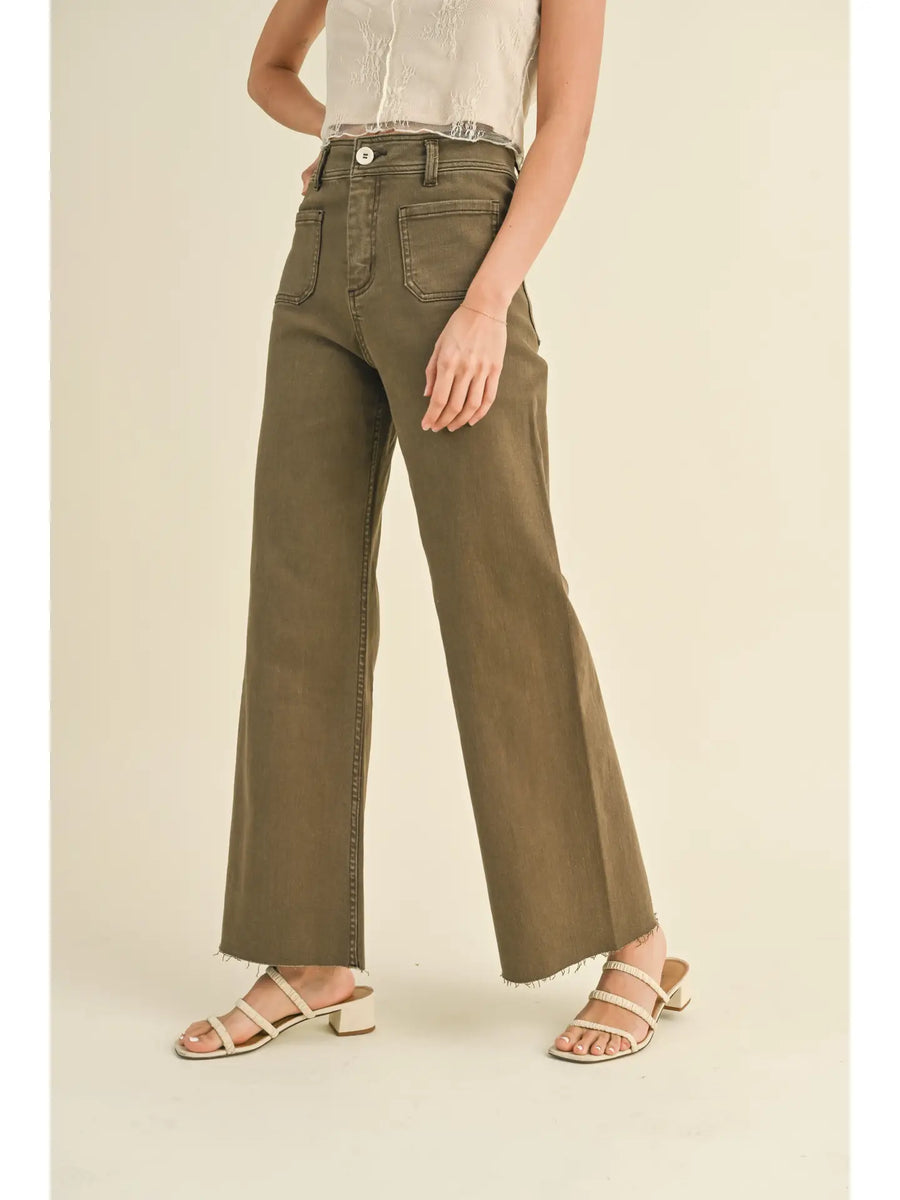 Maeve Wide Leg Paint - Washed Brown