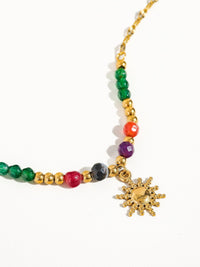 Olimpia 18K Gold Sun Necklace with Beads: Multi-Colored