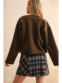 Marcie Exposed Stitch Button Closure Jacket