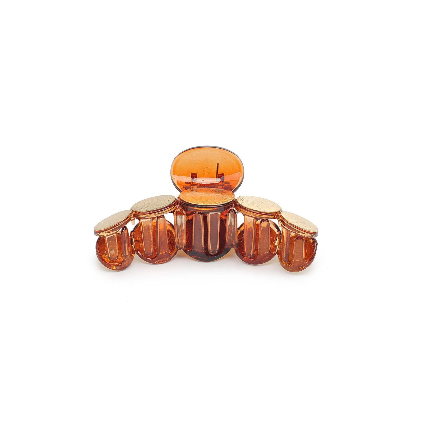 Metallic Disc Plated Hair Claw: Tortoise Gold