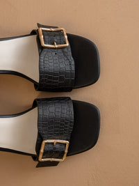 Glendale Black Bamboo Heel Sandals