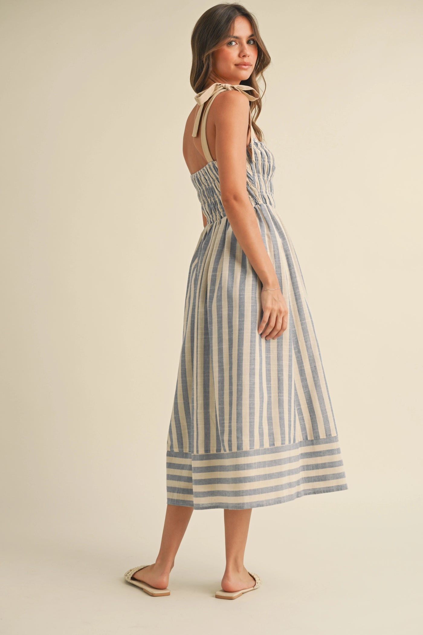 Melissa Midi Striped Bow Detail Dress
