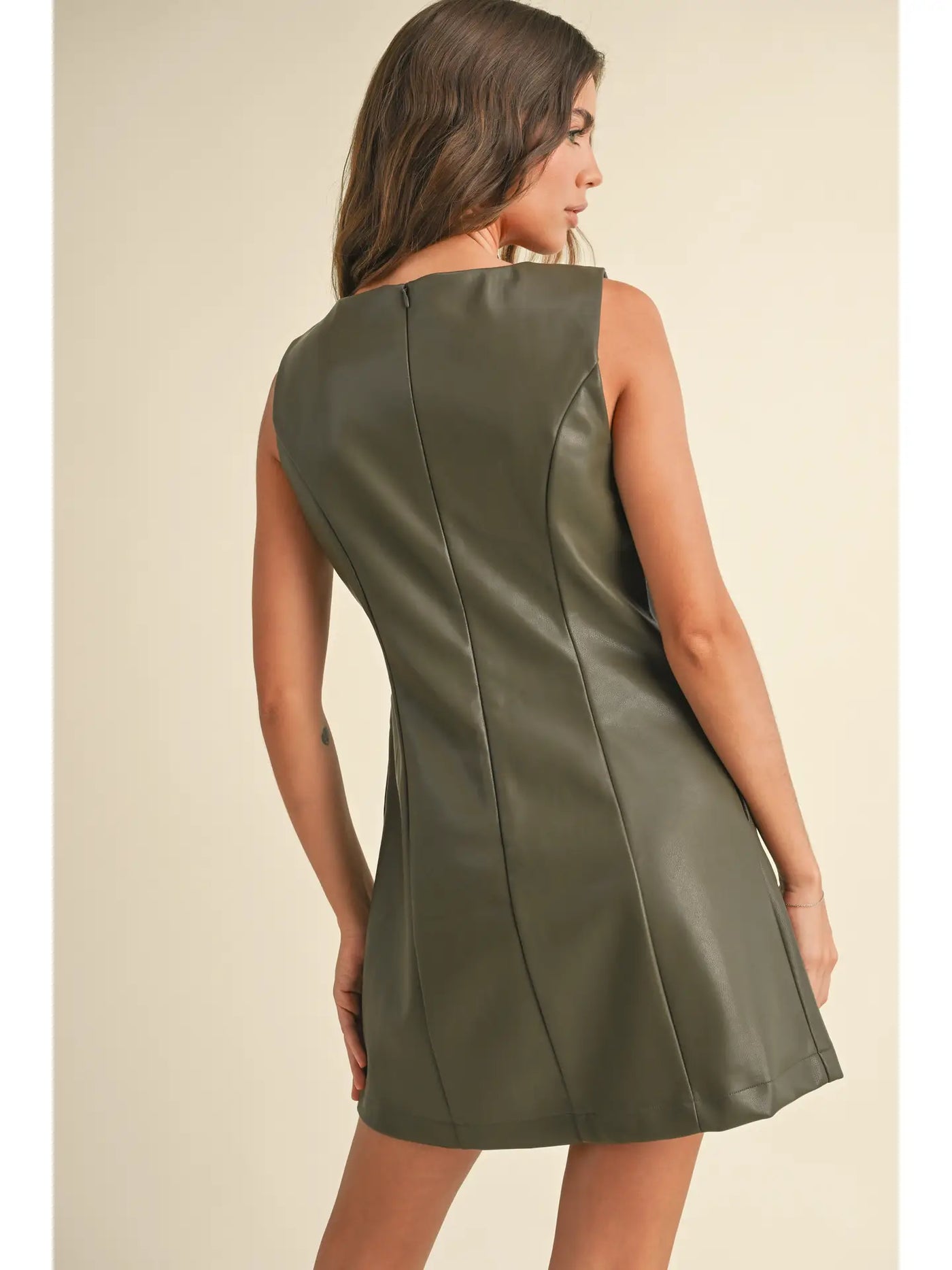 Rhodes Square Neck Faux Leather Dress