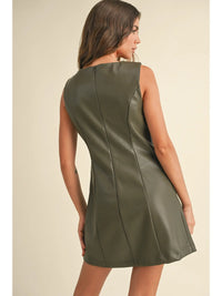 Rhodes Square Neck Faux Leather Dress