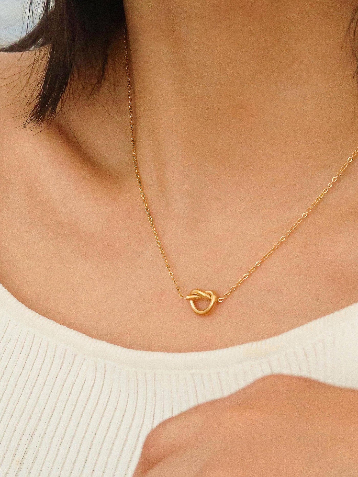 Aimee 18K Gold Petite Heart Non-Tarnish Necklace: Yellow Gold