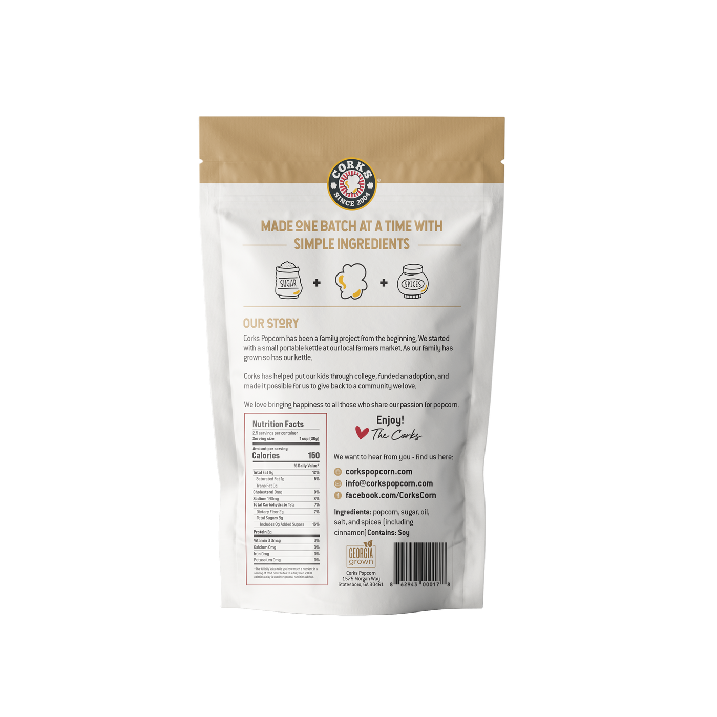 Cinnamon and Sugar Snickerdoodle Popcorn - 3.0oz